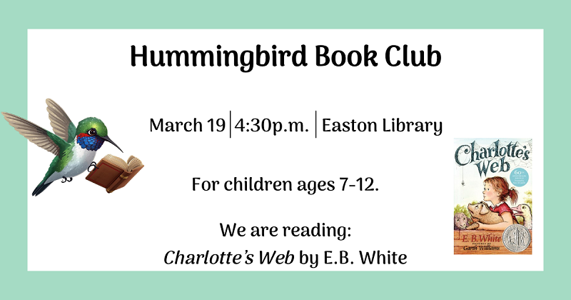 Hummingbird Book Club. March 19.