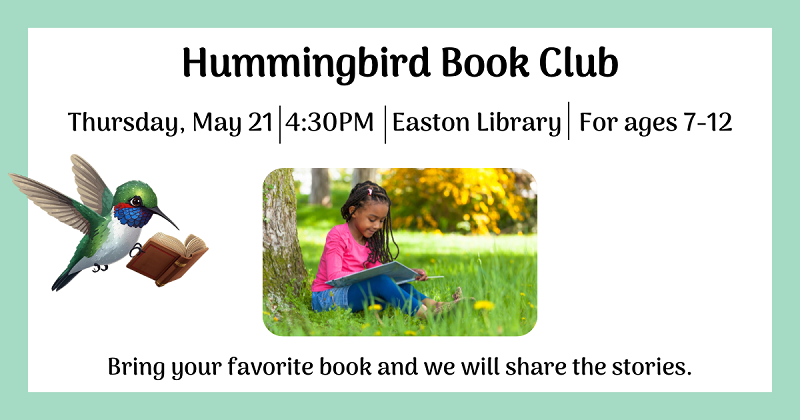 Hummingbird Book Club. May 21.